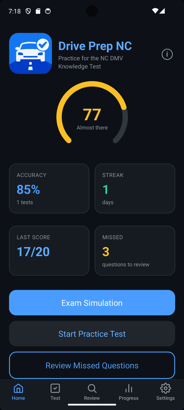 Drive Prep NC app screenshot